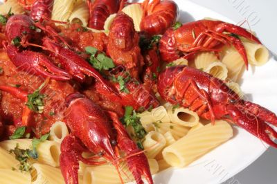 pasta with crawfish and tomato sauce