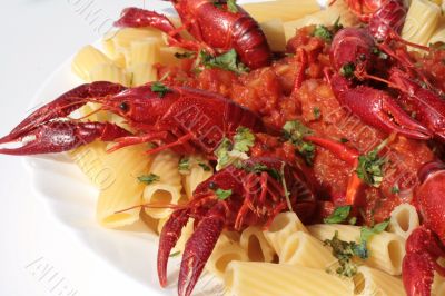 pasta with crawfish and tomato sauce