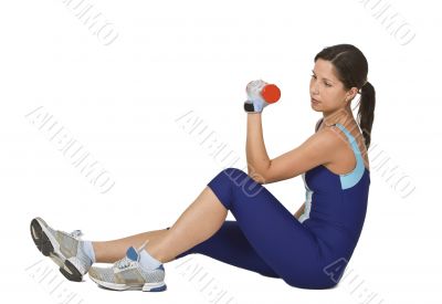 Woman doing a barbell exercise
