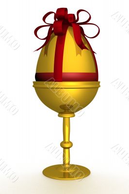 Gold egg in packing. 3D image. The isolated illustration.