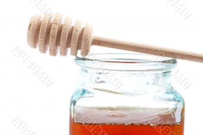 Honey jar and wooden drizzler