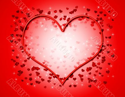 Neon Heart on Red