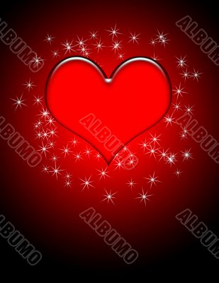 Red Beveled Heart and Sparkles