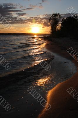 River coast on a sunset.