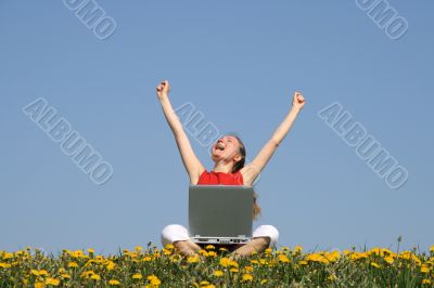 Happy girl with laptop
