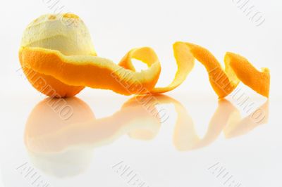 Orange with peeled skin