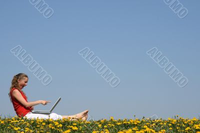 Surprised girl with laptop