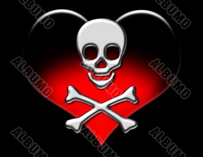 Metallic Skull on Heart