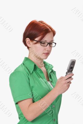 Teen checking her mobile