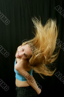 fluing  hair - young girl