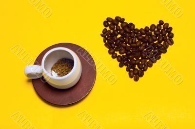 Coffee Mug and the heart of the grains