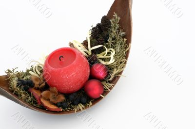 Candle in a decorated bowl
