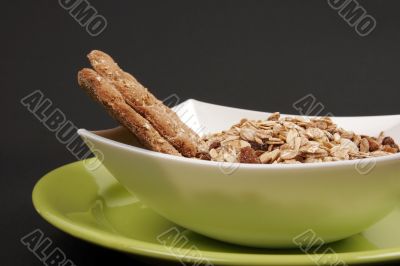 Cereals on white plate