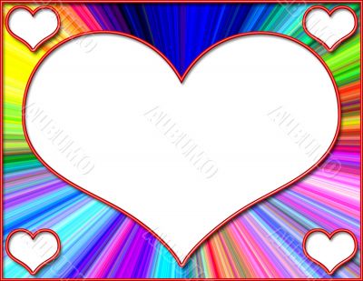 Heart Frame with Rainbow Background