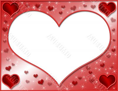 Heart Frame with Red Gradient Background
