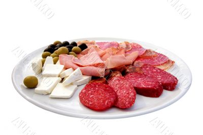 various meat cheese and olives