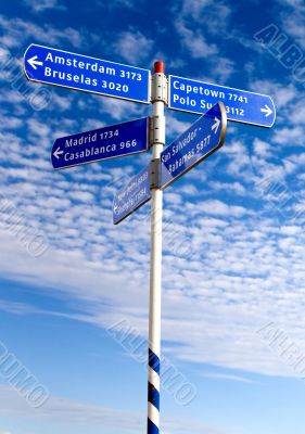 street sign with countries