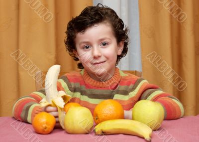 child eating fruit