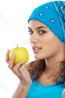Girl whit an apple