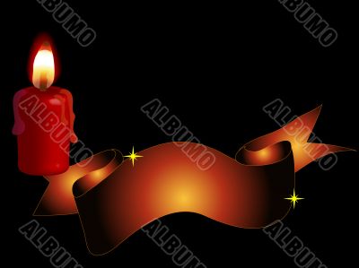 Red candle with banner
