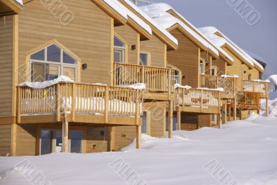 Townhouses after heavy snowstorm