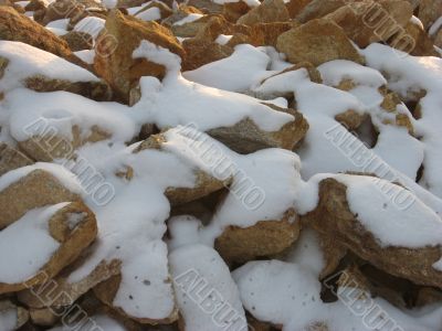 snow on the stones
