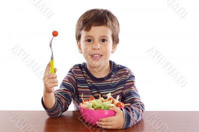 Child eating salad