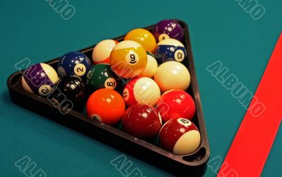 Close-up shot of pool table
