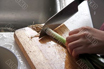 Slicing leeks