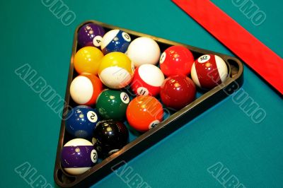 Close-up shot of pool table