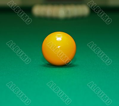 A pool table set up for a game