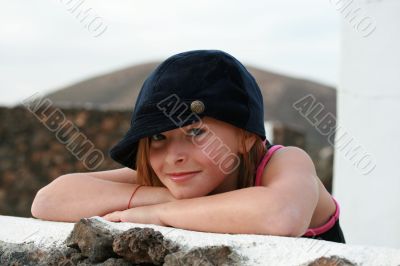 happy little girl with hat