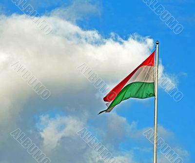 flag at the cloudy sky background