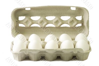 White eggs in a cardboard
