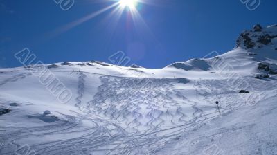 Fresh tracks, ski slopes