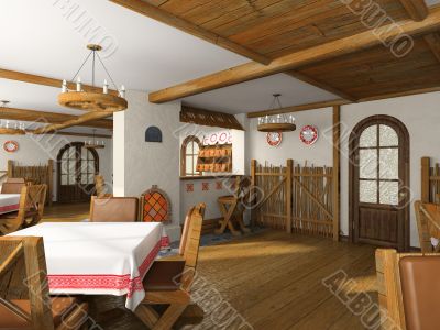 Lamp and red wall 3D rendering