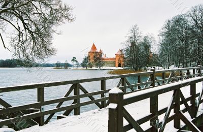 Winter on lake Trakaj. Lithuania.
