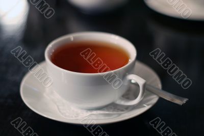 cup of tea on table in cafe