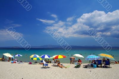 beach with colorful umbrellas
