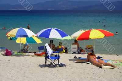 beach with colorful umbrellas