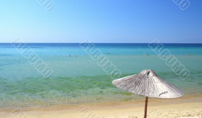 beach with umbrellas