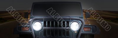 Land rover on the highway.Closeup