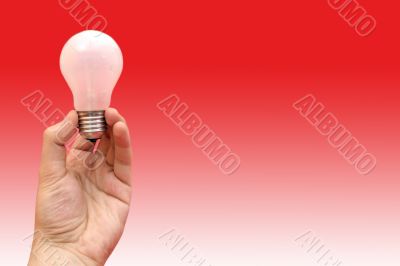 Background with lit lightbulb