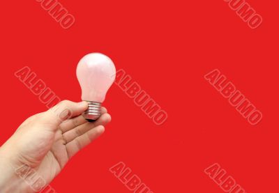 Background with lit lightbulb