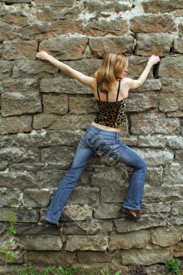 Beautiful girl climbing