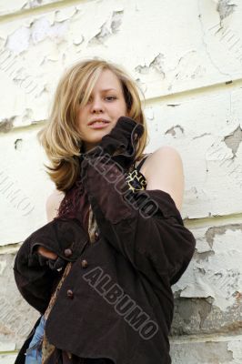 Blonde girl looking