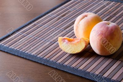 Peaches on a napkin