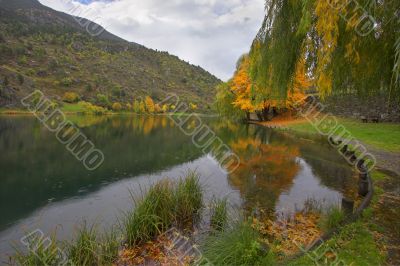 Lake in city park.