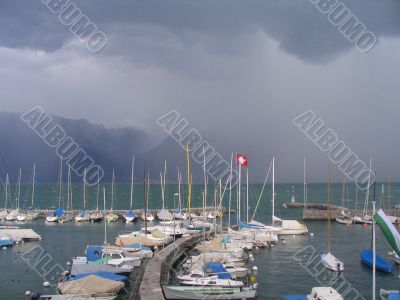 Bad weather in the port