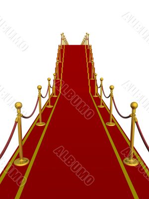 Red carpet path on a ladder. 3D image.